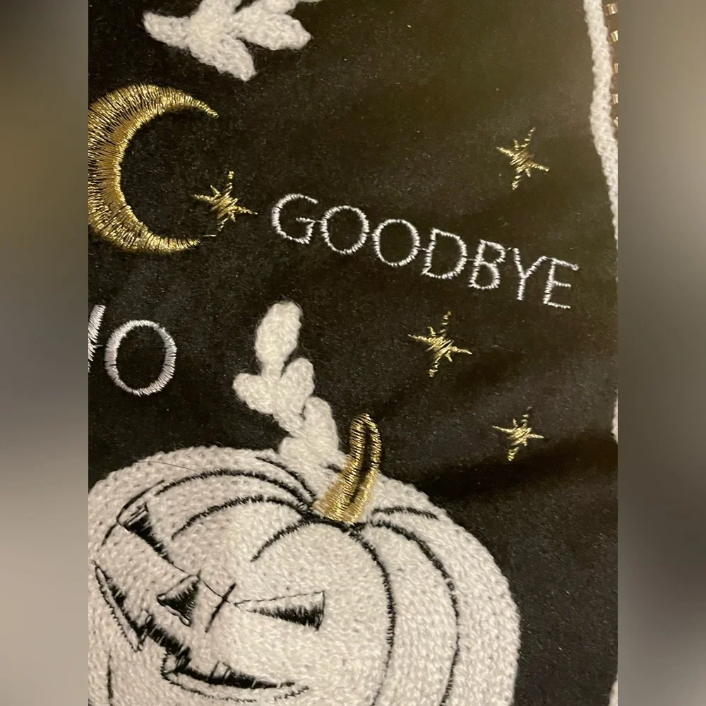 BOO COVETED HOME NWT Ouija Skull Celestial Moth Black Pillow Beads & Embroidery